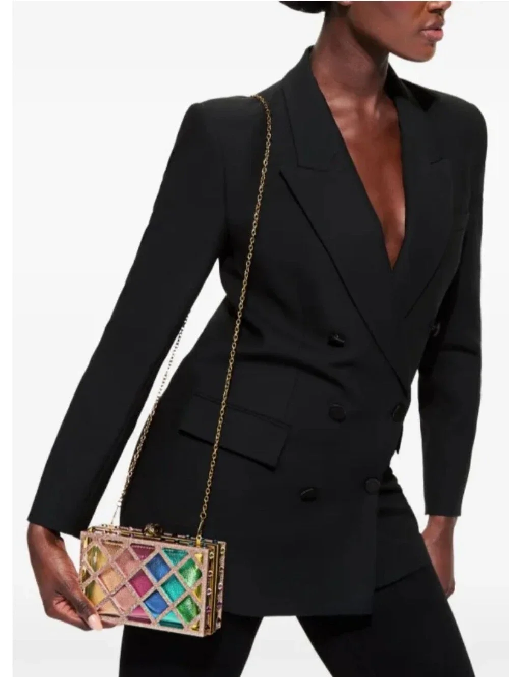 Kurt Geiger crystal quilt box clutch Crossbody bag Convertable  New
